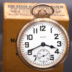 Railroad Watch | 21 Jewel Elgin BW Raymond Railroad Pocket Watch with Original Box